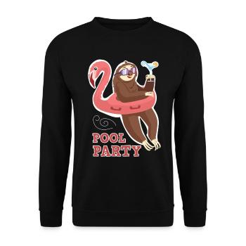 Pool Party Faultier aufblasbarer Flamingo Faultier - Unisex Pullover - Schwarz - Vorne - Alina (178cm) & Michal (187cm)