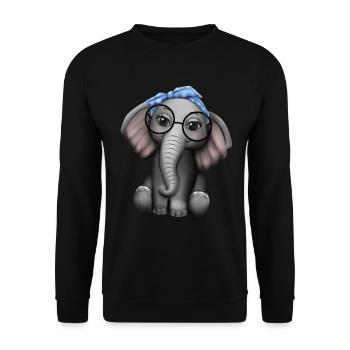 Éléphant nerd lunettes bandeau éléphant - Sweat-shirt Unisexe - noir - Devant - Alina (178cm) & Michal (187cm)