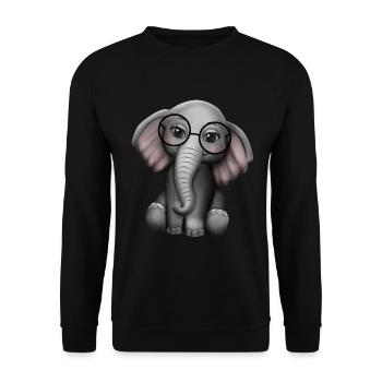 Elephant nerd glasses elephant - Unisex Sweatshirt - black - Front - Alina (178cm) & Michal (187cm)