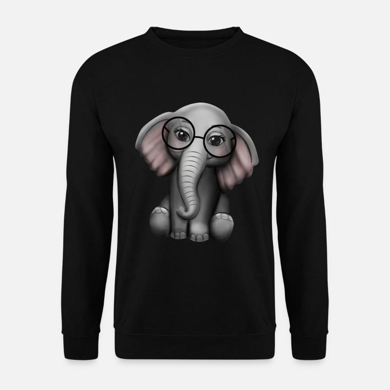 Elephant nerd glasses elephant - Unisex Sweatshirt - black