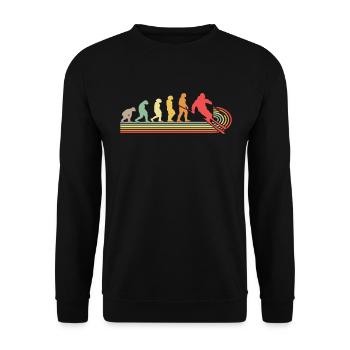 Evolution Skifahrer Super G Retro - Unisex Pullover - Schwarz - Vorne - Alina (178cm) & Michal (187cm)