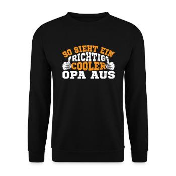 So sieht ein cooler Opa aus - Unisex Pullover - Schwarz - Vorne - Alina (178cm) & Michal (187cm)