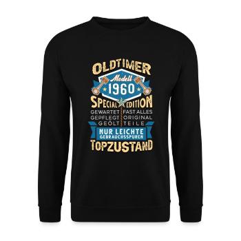 60. Geburtstag Oldtimer Topzustand 1960 - Unisex Pullover - Schwarz - Vorne - Alina (178cm) & Michal (187cm)