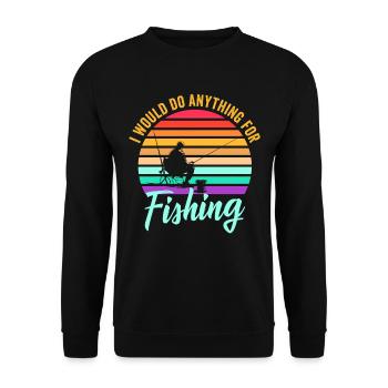 Fishing fish Petri Heil - Unisex Sweatshirt - black - Front - Alina (178cm) & Michal (187cm)