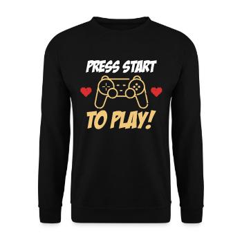 Controller Game Console Start - Unisex Sweatshirt - black - Front - Alina (178cm) & Michal (187cm)