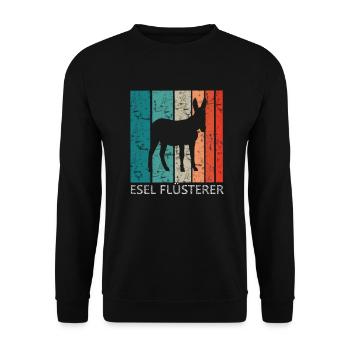 Esel Flüsterer Retro Vintage T Shirt - Unisex Pullover - Schwarz - Vorne - Alina (178cm) & Michal (187cm)