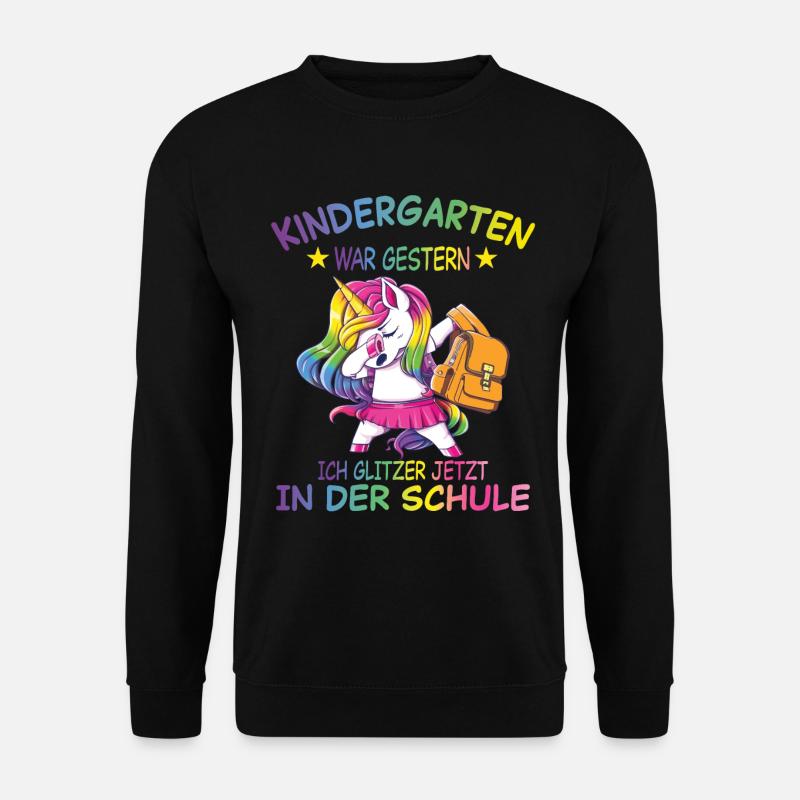 Einschulung Einhorn Grundschule erste Klasse - Unisex Pullover - Schwarz