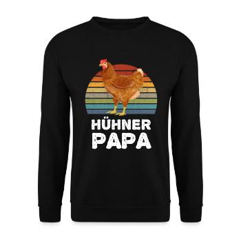 Hühner Papa Hahn Henne - Unisex Pullover - Schwarz - Vorne - Alina (178cm) & Michal (187cm)