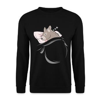 Schlafender und schlumender Esel - Unisex Pullover - Schwarz - Vorne - Alina (178cm) & Michal (187cm)