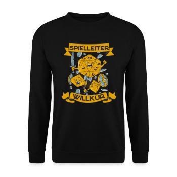 Spielleiter Willkür Pen and Paper Rollenspiel RPG - Unisex Pullover - Schwarz - Vorne - Alina (178cm) & Michal (187cm)