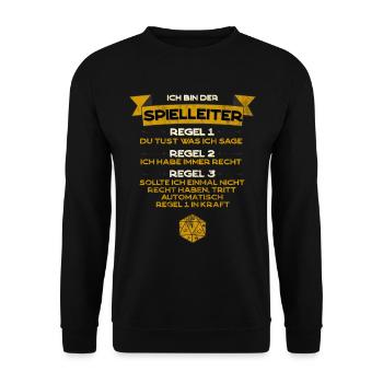 Ich bin der Spielleiter Regeln Pen And Paper RPG - Unisex Pullover - Schwarz - Vorne - Alina (178cm) & Michal (187cm)
