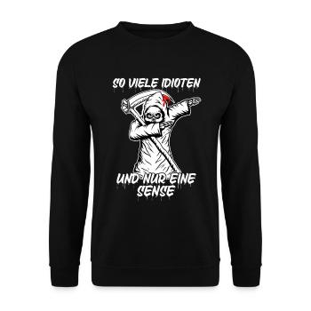 Dabbing Sensenmann Sense Tod Halloween Spruch - Unisex Pullover - Schwarz - Vorne - Alina (178cm) & Michal (187cm)