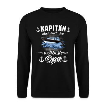 Kapitän Opa Motorboot Geschenk - Unisex Pullover - Schwarz - Vorne - Alina (178cm) & Michal (187cm)