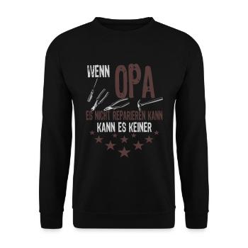 Opa Papa Handwerker - Unisex Pullover - Schwarz - Vorne - Alina (178cm) & Michal (187cm)