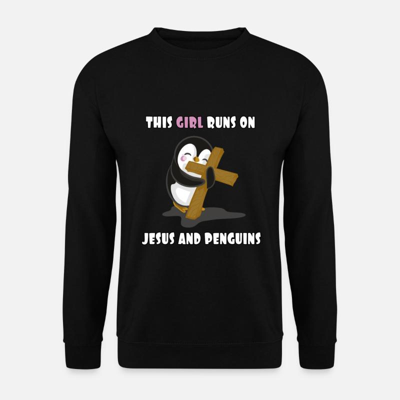 Jesus und Pinguine - Unisex Pullover - Schwarz