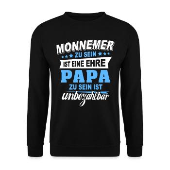 Monnemer Papa Mannheimer Geschenk Vatertag - Unisex Pullover - Schwarz - Vorne - Alina (178cm) & Michal (187cm)