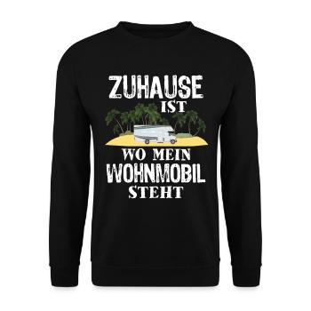Wohnmobil Camping Palmen - Unisex Pullover - Schwarz - Vorne - Alina (178cm) & Michal (187cm)