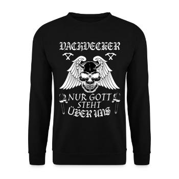 Roofer ! Only God is above us. - Unisex Sweatshirt - black - Front - Alina (178cm) & Michal (187cm)