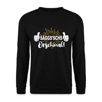 Sachsen Sprüche Original Sächsisch Dialekt - Unisex Pullover - Schwarz - Vorne - Alina (178cm) & Michal (187cm)