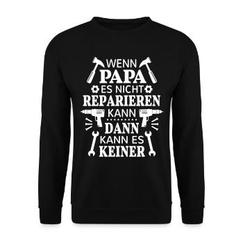 Papa nicht reparieren kann Werkzeug Maulschlüssel - Unisex Pullover - Schwarz - Vorne - Alina (178cm) & Michal (187cm)