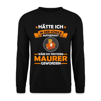 Maurer Geschenk, Maurer Abschluss, Maurer Vintage - Unisex Pullover - Schwarz - Vorne - Alina (178cm) & Michal (187cm)