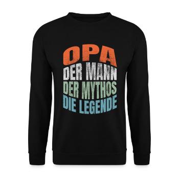 Opa Der Mann Der Mythos Die Legende Spruch Opa - Unisex Pullover - Schwarz - Vorne - Alina (178cm) & Michal (187cm)