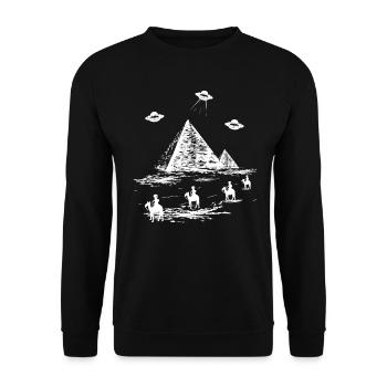 evolution alien ufo außerirdische pyramide ägypten - Unisex Pullover - Schwarz - Vorne - Alina (178cm) & Michal (187cm)