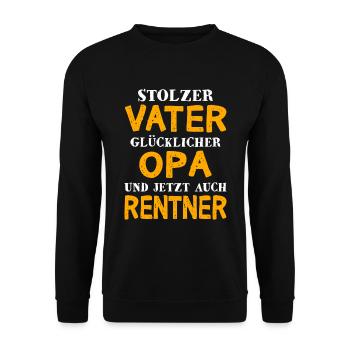 Vater Opa Rentner - Unisex Pullover - Schwarz - Vorne - Alina (178cm) & Michal (187cm)