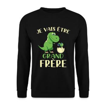 Je vais être Grand Frère 2021Dino - Unisex Pullover - Schwarz - Vorne - Alina (178cm) & Michal (187cm)