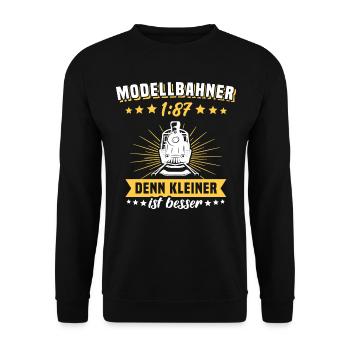 Modelleisenbahn Sprüche Eisenbahn Lok Spur H0 1:87 - Unisex Pullover - Schwarz - Vorne - Alina (178cm) & Michal (187cm)