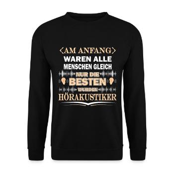 Hörakustiker - Unisex Pullover - Schwarz - Vorne - Alina (178cm) & Michal (187cm)