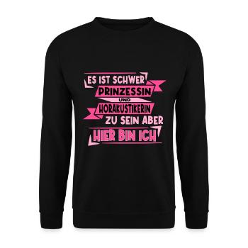 Hörakustikerin und Prinzessin - Unisex Pullover - Schwarz - Vorne - Alina (178cm) & Michal (187cm)