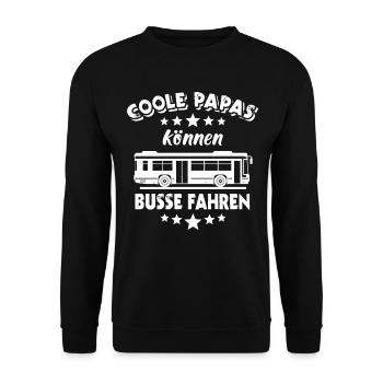 Busfahrer Papas Spruch Papa Fährt Bus - Unisex Pullover - Schwarz - Vorne - Alina (178cm) & Michal (187cm)