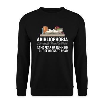Abibliophobia Book Lover Avid Reader Bookworm - Unisex Pullover - Schwarz - Vorne - Alina (178cm) & Michal (187cm)