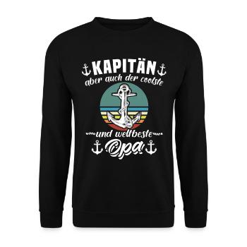 Kapitän Opa Boot Segelboot Sprüche Opas - Unisex Pullover - Schwarz - Vorne - Alina (178cm) & Michal (187cm)