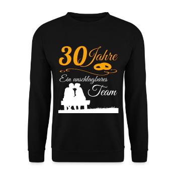 30 Jahre Perlenhochzeit 30.Hochzeitstag - Unisex Pullover - Schwarz - Vorne - Alina (178cm) & Michal (187cm)