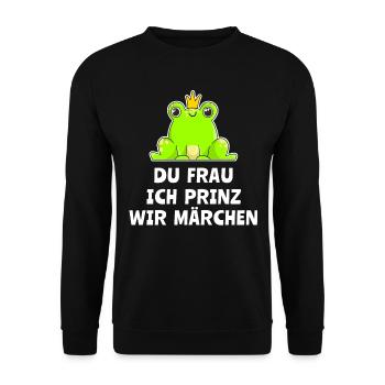 Frosch Prinz Märchen Froschkönig - Unisex Pullover - Schwarz - Vorne - Alina (178cm) & Michal (187cm)