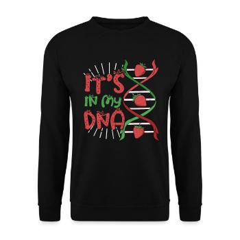 Strawberry Summer ITS IN MY DNA vegan biology nerd - Unisex Sweatshirt - black - Front - Alina (178cm) & Michal (187cm)