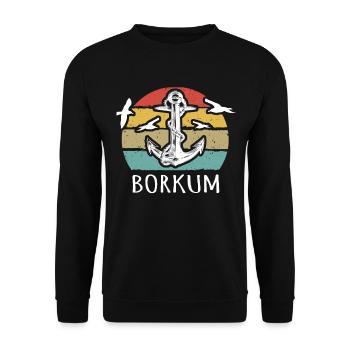 Borkum Motiv Nordseeküste Nordsee - Unisex Pullover - Schwarz - Vorne - Alina (178cm) & Michal (187cm)