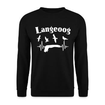 Langeoog EKG Nordseeküste Herzlinie Nordsee - Unisex Pullover - Schwarz - Vorne - Alina (178cm) & Michal (187cm)