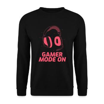 gamer mode on zocke modus headset teams nerds geek - Sweat-shirt Unisexe - noir - Devant - Alina (178cm) & Michal (187cm)