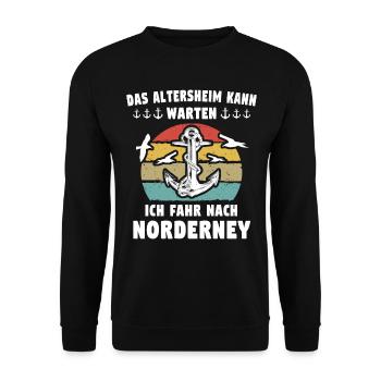 Norderney Anker Nordsee Sprüche Möwen - Unisex Pullover - Schwarz - Vorne - Alina (178cm) & Michal (187cm)