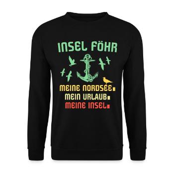 Föhr Nordseeinsel Anker Möwen - Unisex Pullover - Schwarz - Vorne - Alina (178cm) & Michal (187cm)