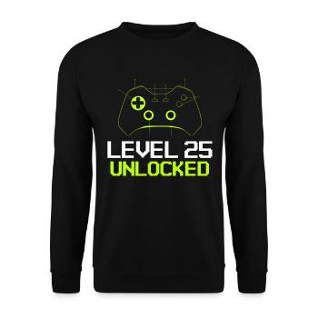 level 25 unlocked zocker geburtstag 25 jahre alt - Unisex Pullover - Schwarz - Vorne - Alina (178cm) & Michal (187cm)