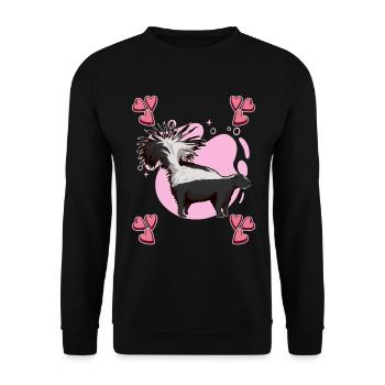 Stinktier Skunk Heart Design - Unisex Sweatshirt - black - Front - Alina (178cm) & Michal (187cm)