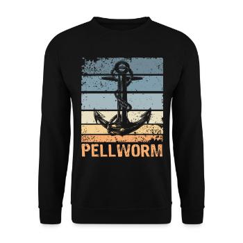 Pellworm Urlaub Nordsee Anker - Unisex Pullover - Schwarz - Vorne - Alina (178cm) & Michal (187cm)