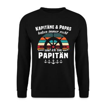 Kapitän Papa Geschenk Papitän Sprüche - Unisex Pullover - Schwarz - Vorne - Alina (178cm) & Michal (187cm)