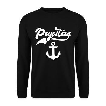 Papitän Kapitän Papa Anker - Unisex Pullover - Schwarz - Vorne - Alina (178cm) & Michal (187cm)