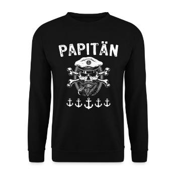 Papitän Totenkopf Kapitän Papa Segeln - Unisex Pullover - Schwarz - Vorne - Alina (178cm) & Michal (187cm)