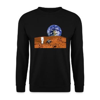 vue de la lune sur la terre avec astronaut rover - Sweat-shirt Unisexe - noir - Devant - Alina (178cm) & Michal (187cm)